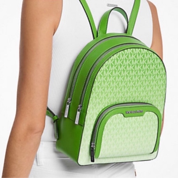 Michael Kors JayceeMedium Ombré Signature Logo Backpack Jungle Green - Picture 4 of 7